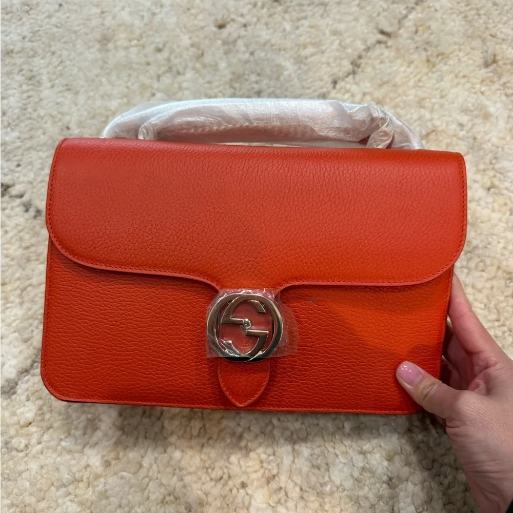 Gucci Orange Crossbody Bag with Silver Chain - Picture 5 of 12